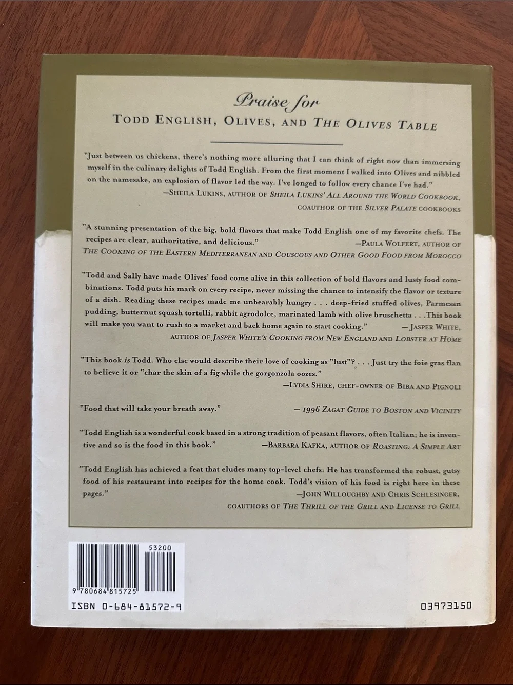 The Olives Table Cookbook by Todd English - Olive Green & Black